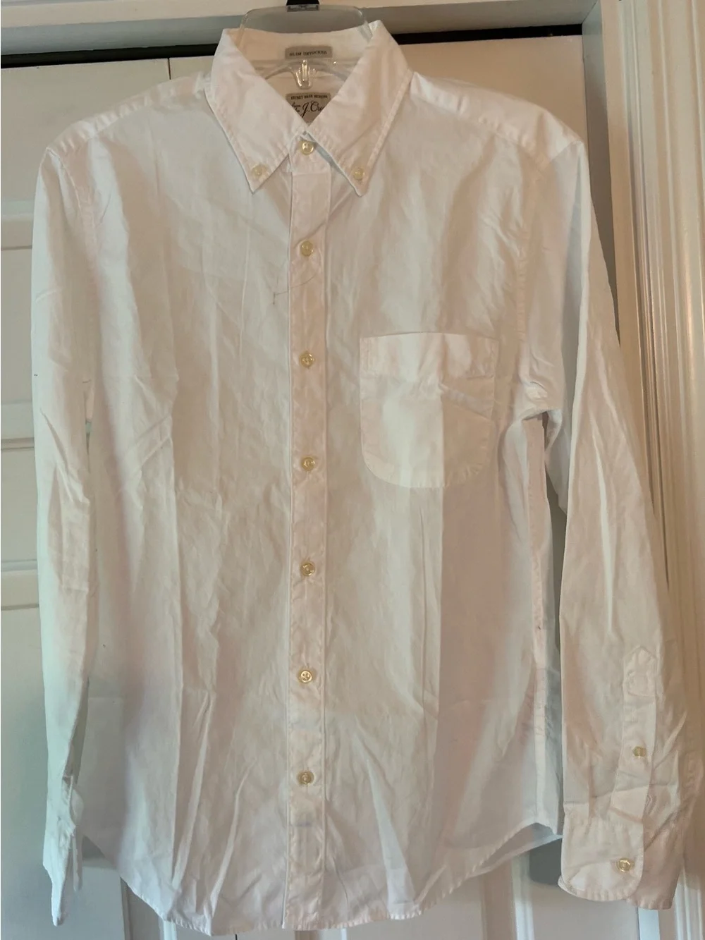 J Crew White Secret Shirting Wash Slim  Untucked Poplin Shirt BJ744 NWOT S #2621